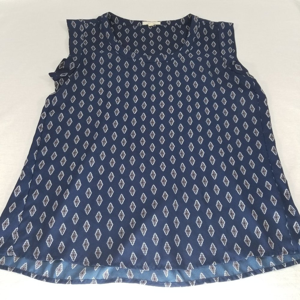 PLEIONE Blue and White Women's Size S Sleeveless